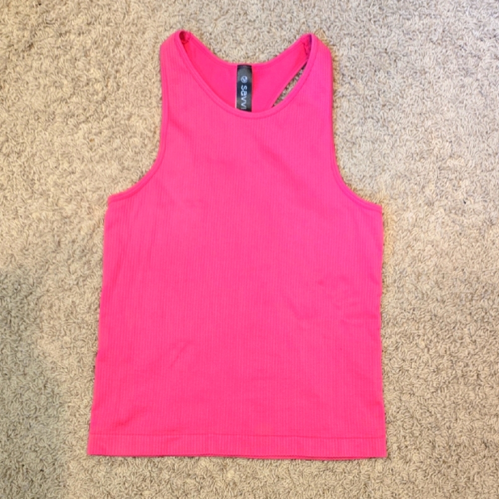 Savvi Pink Ribbed Tank Top